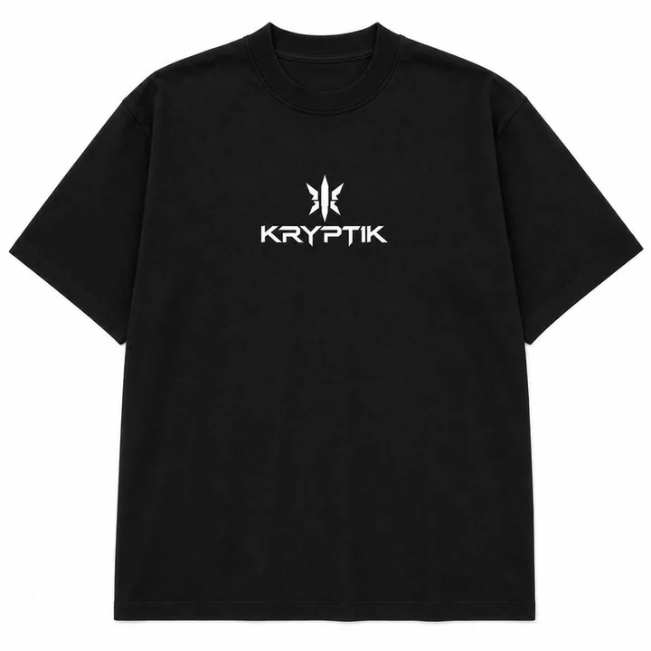 Black oversized T-shirt with KRYPTIK symbol and wordmark